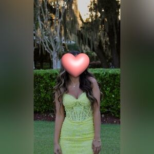 ANABEL Yellow Lace Slip Dress